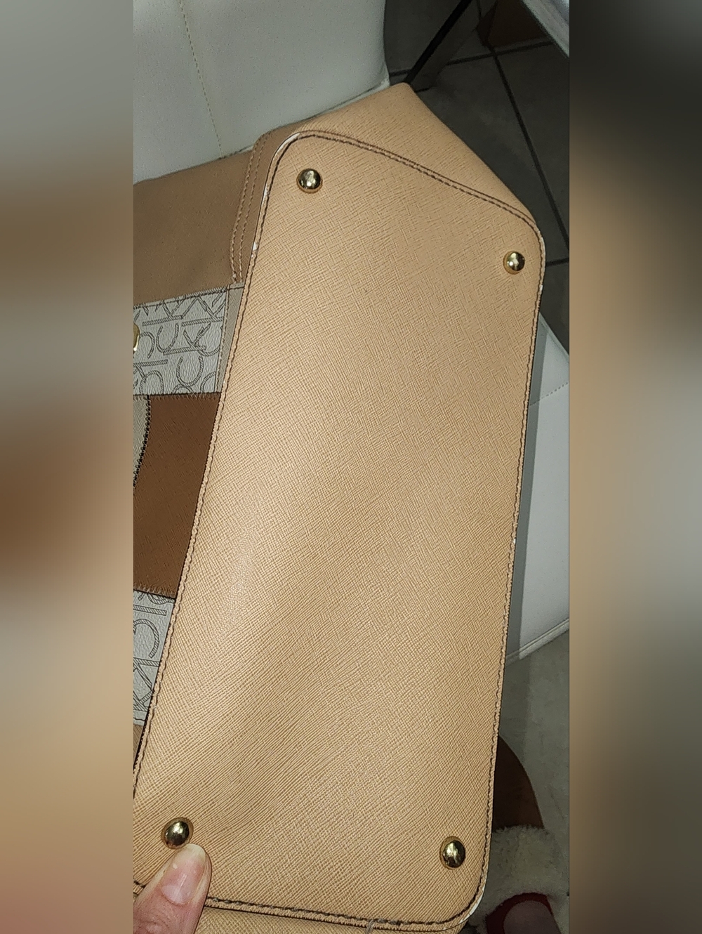 Calvin Klein Beige Patchwork Tote Bag - Picture 5 of 11
